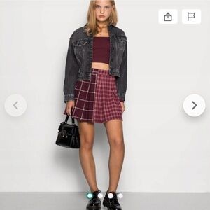 Hollister ultra high rise preppy burgundy red plaid mini skirt. Size small.  NWT